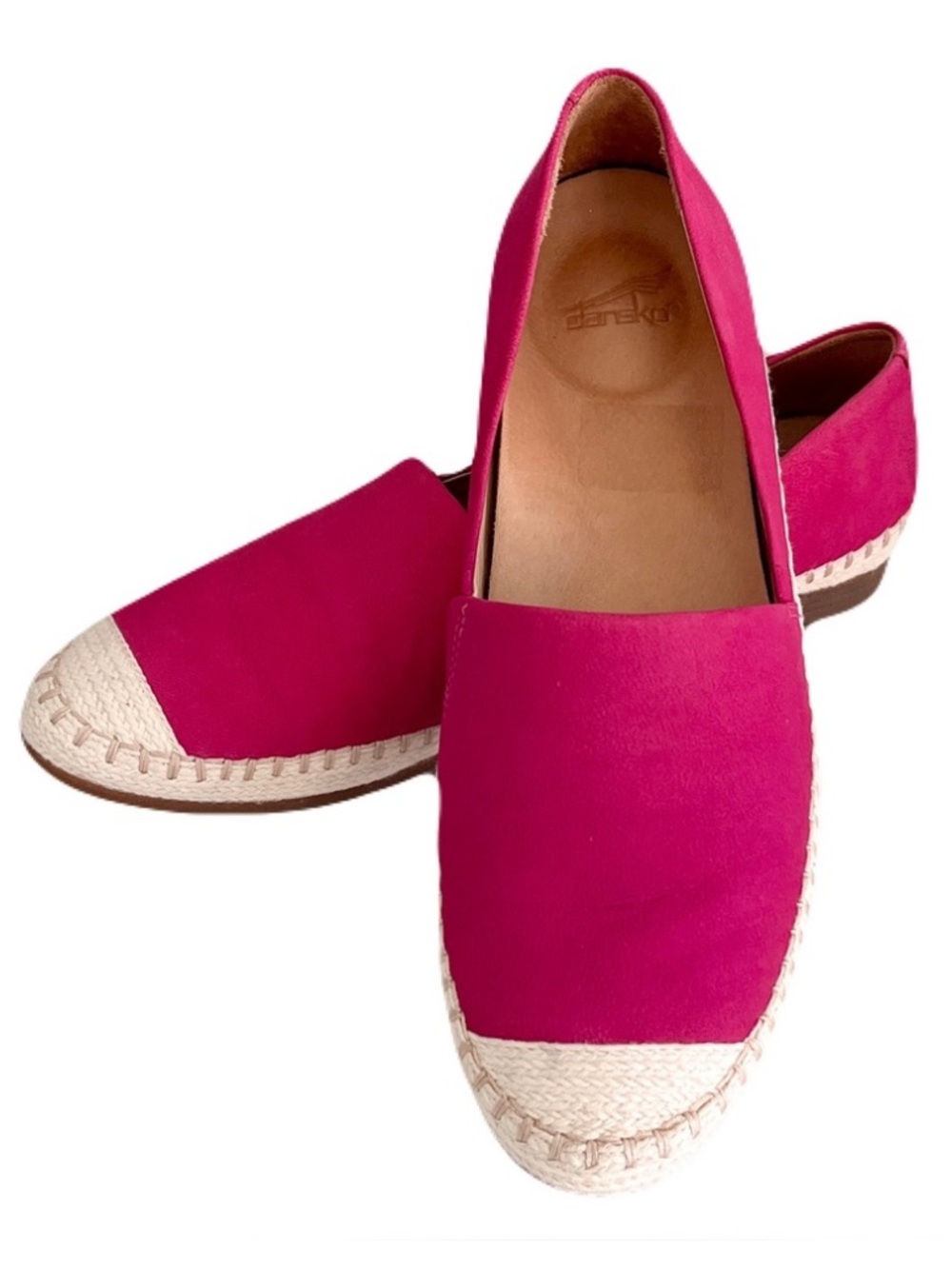 Dansko Raspberry Fuchsia Pink Nubuck Leather ‘Lesley’ Espadrille Flats, Size 39